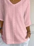 Women Abstract Three Quarter Sleeve Tee T-shirt V Neck Printing Casual Spring/Fall Graphic Tee Top