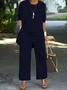 Women Plain Split Joint Matching Outfit Commuting Long Sleeve Casual Spring/Fall Multi-Piece Set Matching Set
