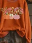 Women Floral Crew Neck Printing Casual Spring/Fall Long Sleeve Sweatshirt