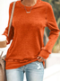 Women Plain Crew Neck Casual Spring/Fall Long Sleeve Sweatshirt