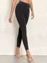 Women Plain Casual All Season Split Joint Long Leggings