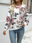 Women Floral Crew Neck Printing Casual Spring/Fall Long Sleeve Sweatshirt