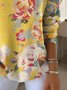 Women Floral Spring/Fall Casual Long Sleeve V Neck Cotton Sweater