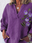 Women Floral Long Sleeve Shirt Spring/Fall Printing Shawl Collar Daily Casual Top