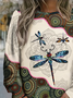 Women Dragonfly Crew Neck Printing Casual Spring/Fall Long Sleeve Sweatshirt