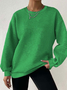 Women Plain Crew Neck Casual Spring/Fall Long Sleeve Sweatshirt