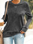 Women Plain Crew Neck Casual Spring/Fall Long Sleeve Sweatshirt