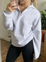 Women Plain Shawl Collar Zipper Casual Spring/Fall Long Sleeve Sweatshirt