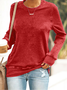 Women Plain Crew Neck Casual Spring/Fall Long Sleeve Sweatshirt