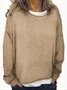 Women Plain Crew Neck Casual Spring/Fall Long Sleeve Sweatshirt