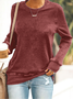 Women Plain Crew Neck Casual Spring/Fall Long Sleeve Sweatshirt