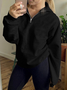 Women Plain Shawl Collar Zipper Casual Spring/Fall Long Sleeve Sweatshirt