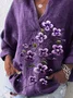 Women Floral Long Sleeve Shirt Spring/Fall Printing Shawl Collar Daily Casual Top
