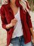 Women Spring/Fall Outerwear Vintage Split Joint Plain Long Sleeve Stand Collar Jacket