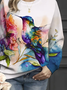 Women Bird Crew Neck Printing Casual Spring/Fall Long Sleeve Sweatshirt