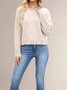 Women Plain Split Joint Winter Street Long Sleeve Crew Neck Sweater