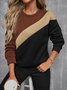 Women Multicolor Block Crew Neck Printing Casual Spring/Fall Long Sleeve Sweatshirt