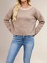 Women Plain Split Joint Winter Street Long Sleeve Crew Neck Sweater