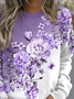 Women Floral Crew Neck Printing Casual Spring/Fall Long Sleeve Sweatshirt