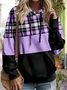 Women Plaid Spring/Fall Printing Long Sleeve Casual Daily Hoodie