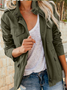 Women Spring/Fall Outerwear Vintage Split Joint Plain Long Sleeve Stand Collar Jacket