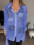 Women Geometric Long Sleeve Shirt Spring/Fall Printing V Neck Daily Casual Top