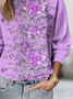 Women Floral Crew Neck Printing Casual Spring/Fall Long Sleeve Sweatshirt