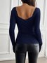 Women Floral Long Sleeve Tee T-shirt Square Neck Split Joint Casual Spring/Fall Top