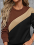 Women Multicolor Block Crew Neck Printing Casual Spring/Fall Long Sleeve Sweatshirt