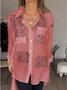 Women Geometric Long Sleeve Shirt Spring/Fall Printing V Neck Daily Casual Top