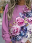 Women Floral Crew Neck Printing Casual Spring/Fall Long Sleeve Sweatshirt