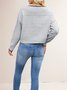 Women Plain Split Joint Winter Street Long Sleeve Crew Neck Sweater