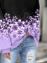 Women Floral Crew Neck Printing Casual Spring/Fall Long Sleeve Sweatshirt