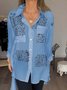 Women Geometric Long Sleeve Shirt Spring/Fall Printing V Neck Daily Casual Top