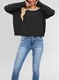 Women Plain Split Joint Winter Street Long Sleeve Crew Neck Sweater
