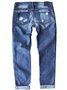 Street Leopard Fashion Slim-fit Printed Patchwork Ripped Jeans