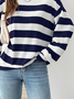 Women Striped Crew Neck Printing Casual Spring/Fall Long Sleeve Sweatshirt