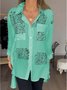 Women Geometric Long Sleeve Shirt Spring/Fall Printing V Neck Daily Casual Top