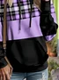 Women Plaid Spring/Fall Printing Long Sleeve Casual Daily Hoodie