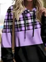 Women Plaid Spring/Fall Printing Long Sleeve Casual Daily Hoodie