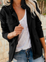 Women Spring/Fall Outerwear Vintage Split Joint Plain Long Sleeve Stand Collar Jacket
