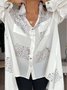 Women Geometric Long Sleeve Shirt Spring/Fall Printing V Neck Daily Casual Top