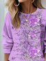 Women Floral Crew Neck Printing Casual Spring/Fall Long Sleeve Sweatshirt