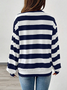 Women Striped Crew Neck Printing Casual Spring/Fall Long Sleeve Sweatshirt