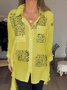 Women Geometric Long Sleeve Shirt Spring/Fall Printing V Neck Daily Casual Top