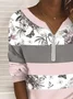 Women Floral Crew Neck Printing Casual Spring/Fall Long Sleeve Sweatshirt