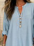Women Plain Long Sleeve Blouse Spring/Fall Printing V Neck Daily Casual Top