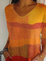 Women Abstract Three Quarter Sleeve Tee T-shirt V Neck Printing Casual Spring/Fall Graphic Tee Top