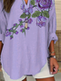Women Floral Long Sleeve Blouse Spring/Fall Printing V Neck Daily Casual Top