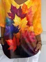 Women Maple Leaf Three Quarter Sleeve Tee T-shirt V Neck Printing Casual Spring/Fall Graphic Tee Top